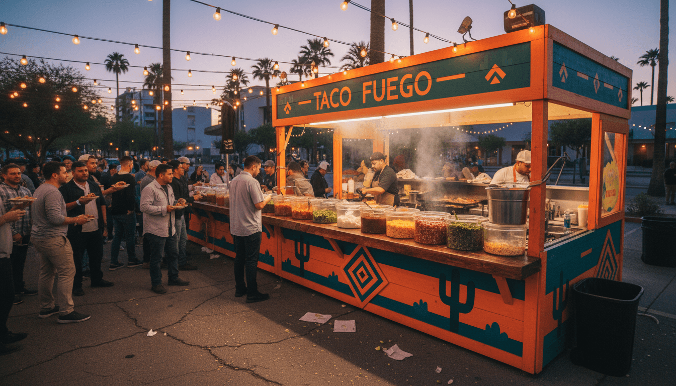 Toto's Tacos stand with customers