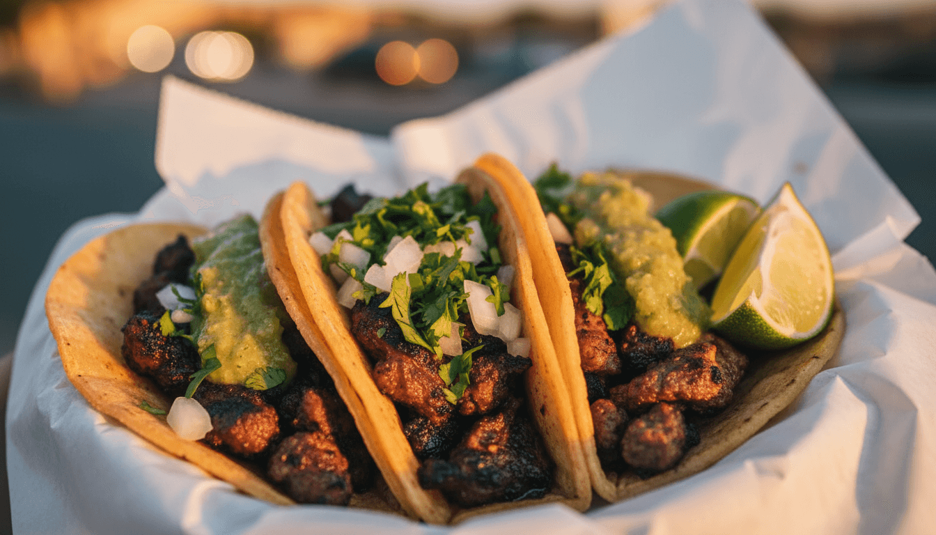 Authentic Ensenada-style carne asada tacos